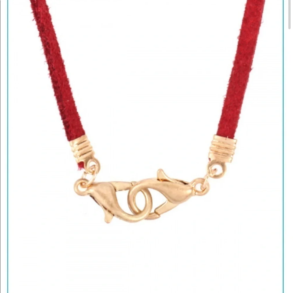 Mask holder, red leather, never lose your mask